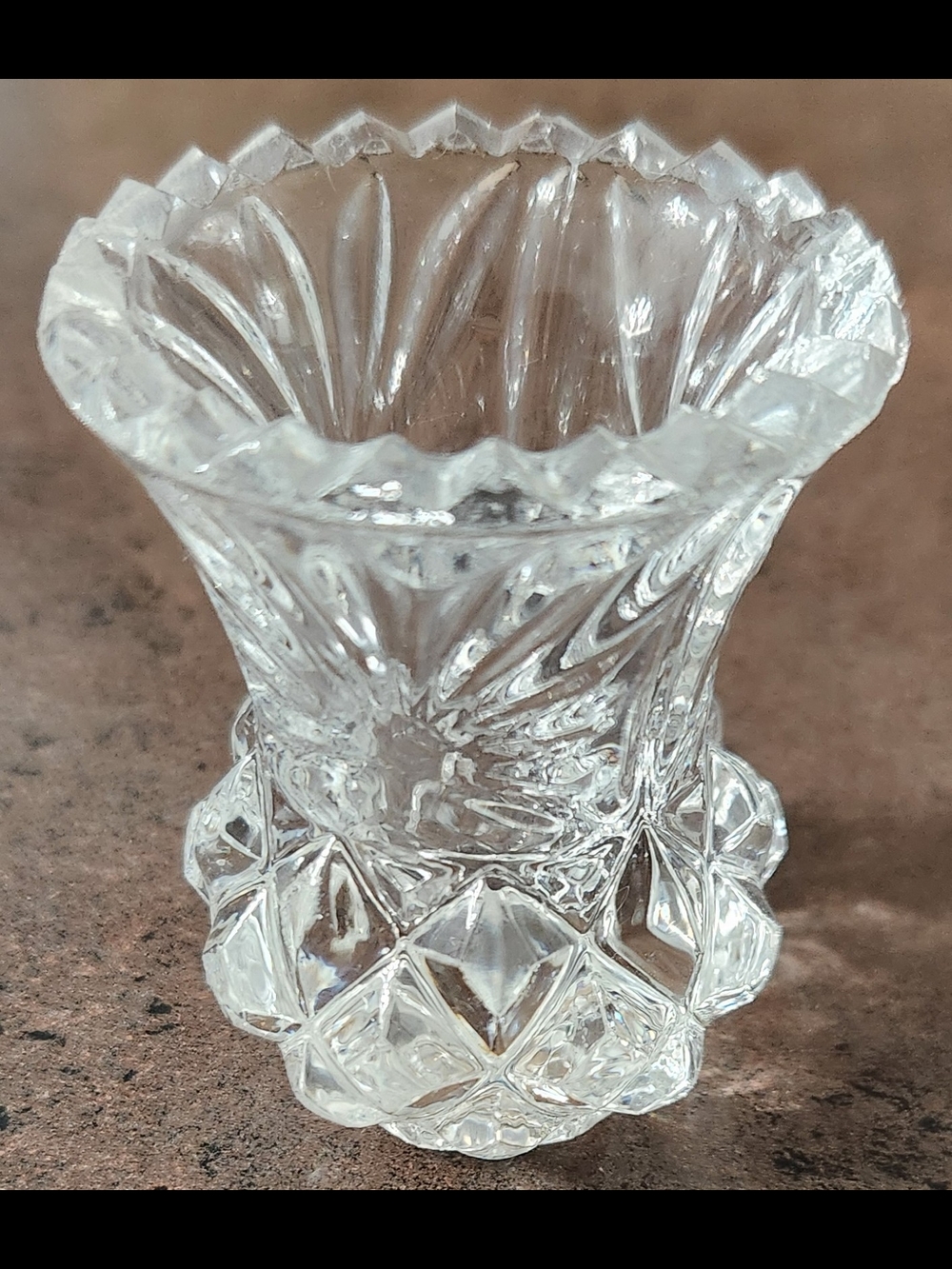 Vintage Clear Cut Crystal Miniature Bud Vase 2.5 Inches Tall